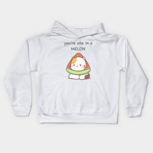 Cat and watermelon pun Kids Hoodie